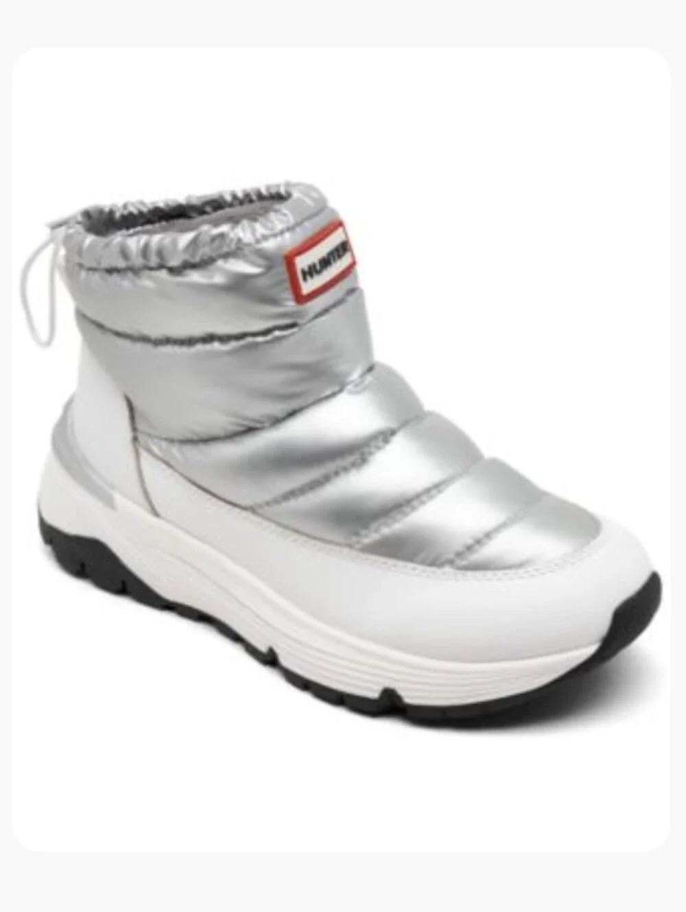 NEW Hunter Anne Waterproof Snow Boots White/Silver Pull On Quilted Women's Sz 9